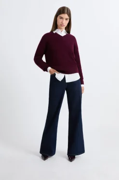 Jersey de cuello en V de cashmere