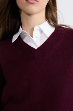 Jersey de cuello en V de cashmere