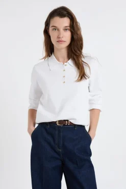 Jersey de cuello polo con botones dorados