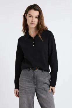 Jersey de cuello polo con botones dorados