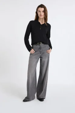 Jersey de cuello polo con botones dorados