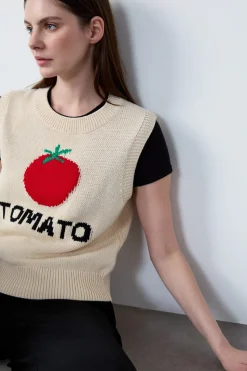 Jersey sin mangas estampado "Tomate"