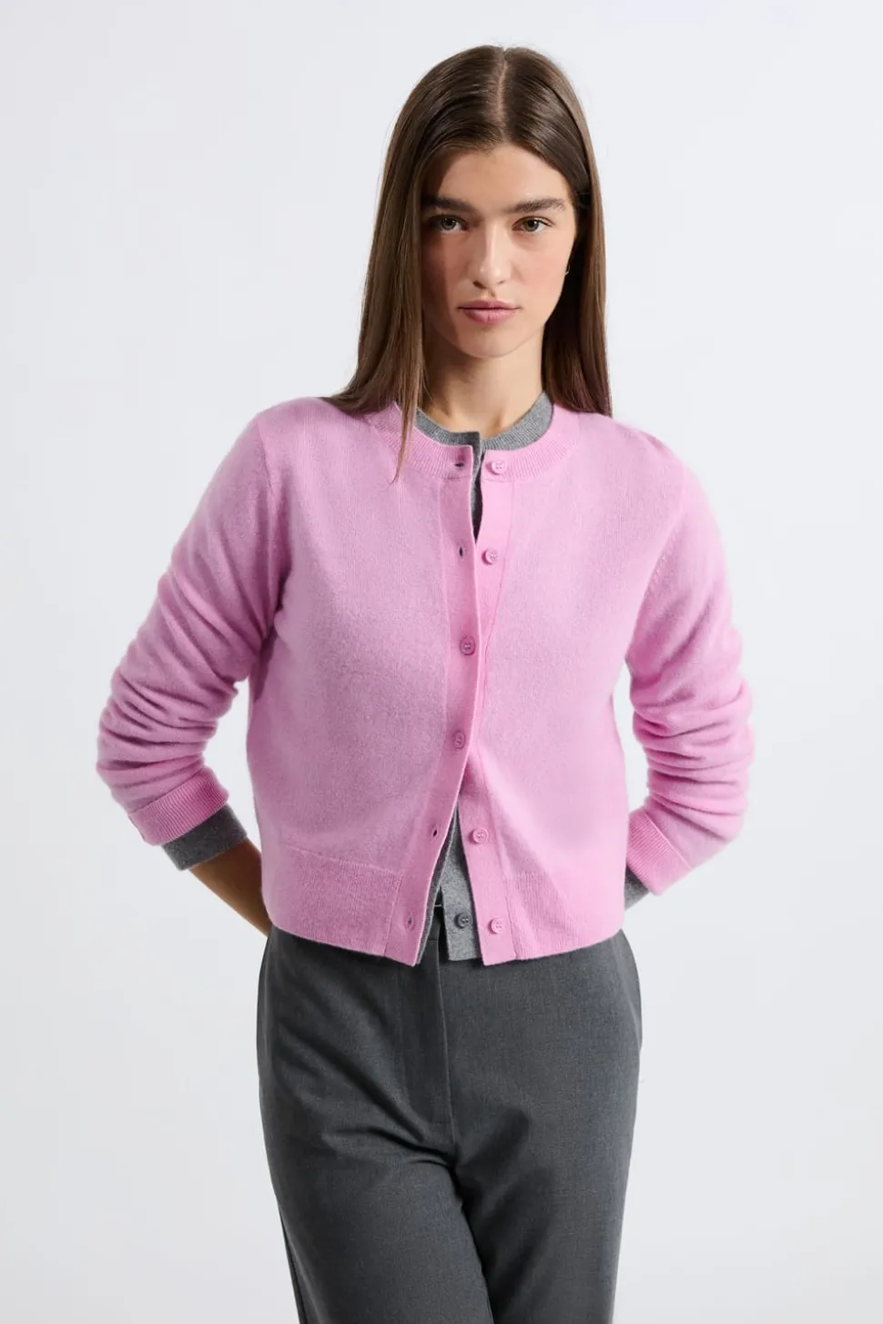 Jersey tipo cárdigan con botones de cashmere