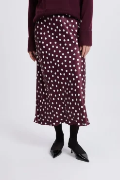 Jupe longue satinée à pois