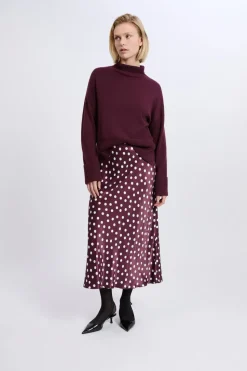 Jupe longue satinée à pois