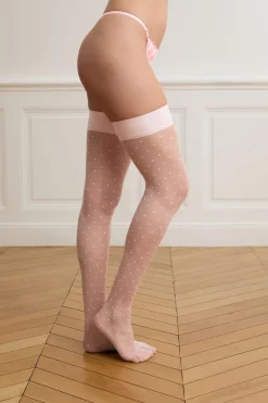 Medias transparentes con lunares