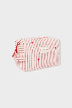 Neceser con estampado de corazones y algodón