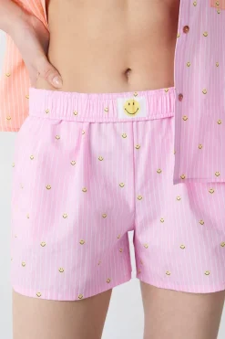 Pantalón corto de pijama a rayas de algodón Smiley®ORIGINALS