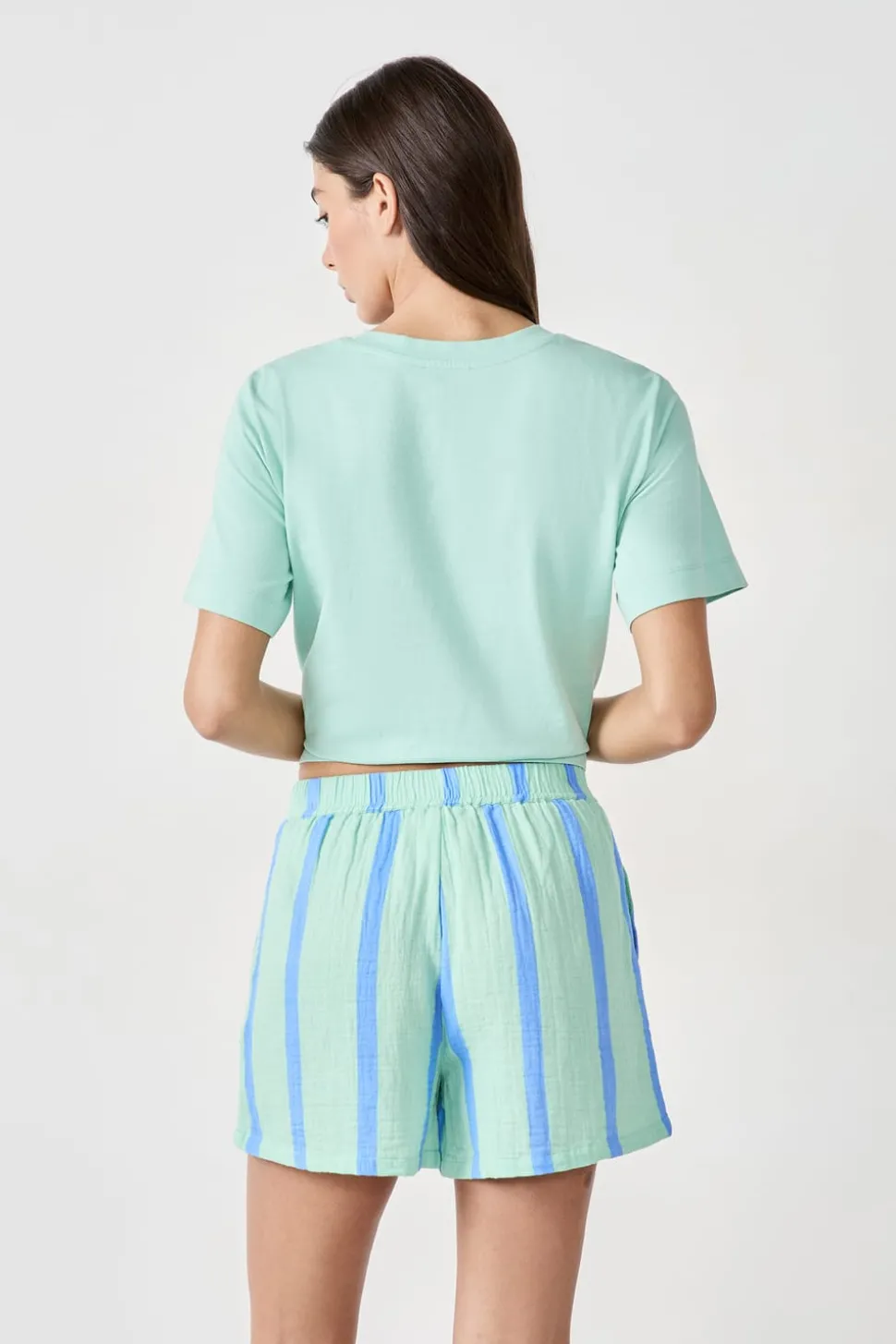 Pantalón corto de pijama a rayas de algodón