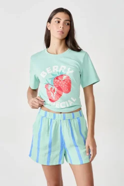 Pantalón corto de pijama a rayas de algodón