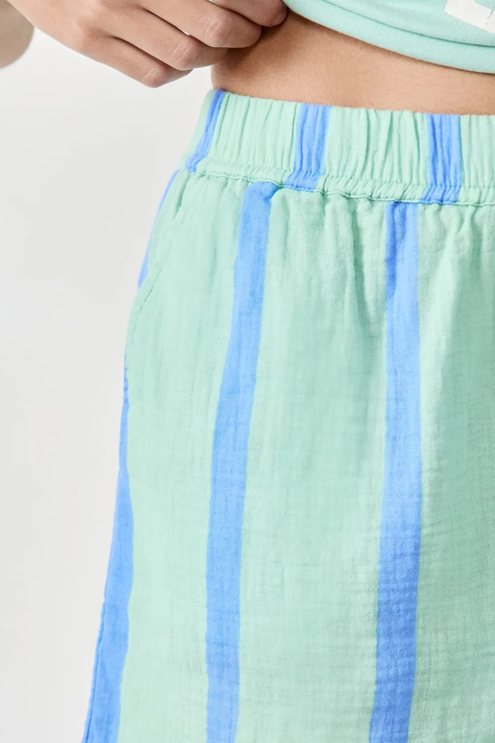 Pantalón corto de pijama a rayas de algodón