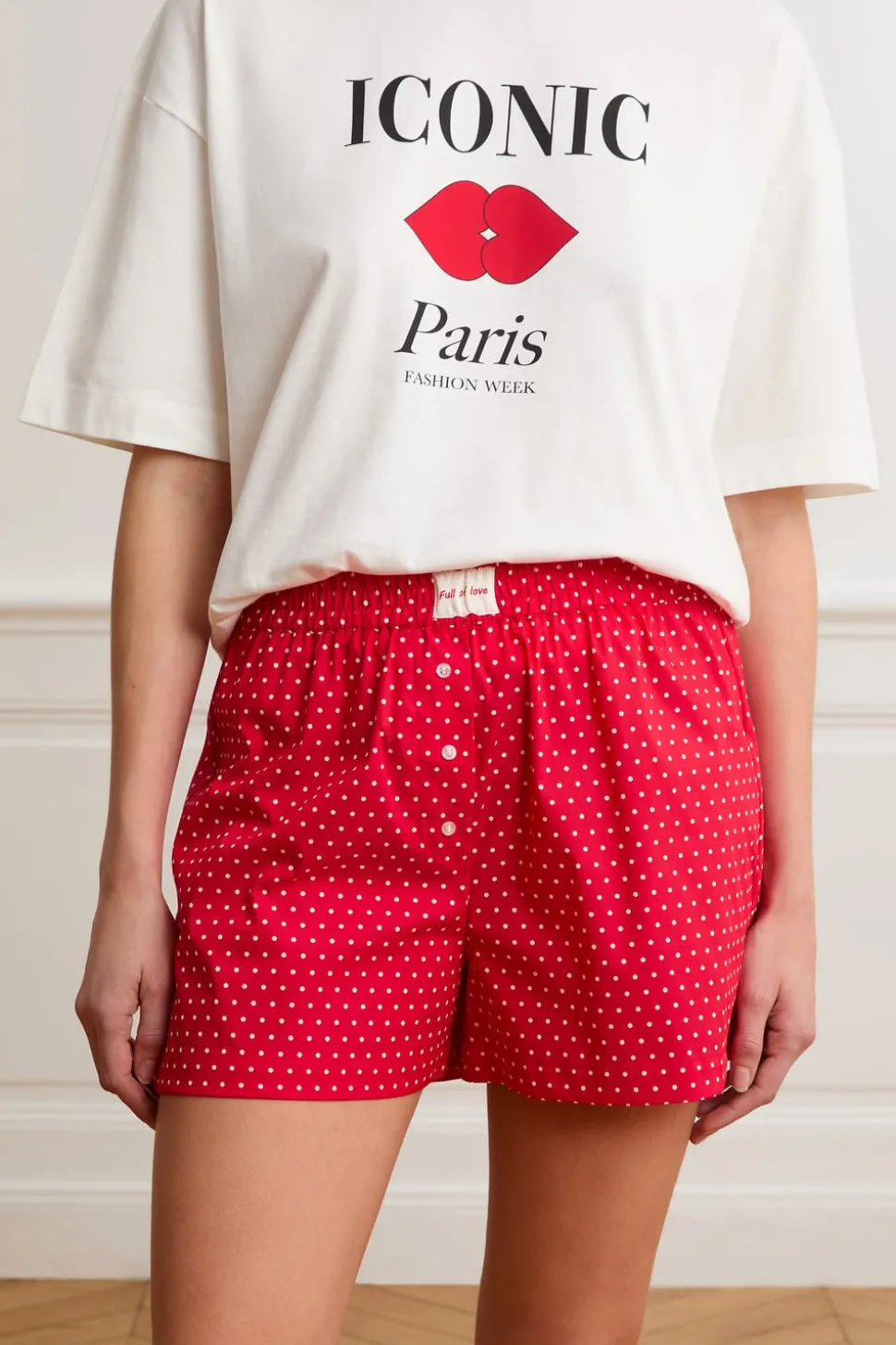 Pantalón corto de pijama con lunares y algodón