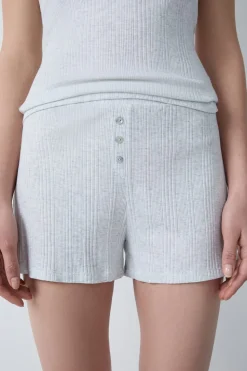 Pantalón corto de pijama de algodón acanalado