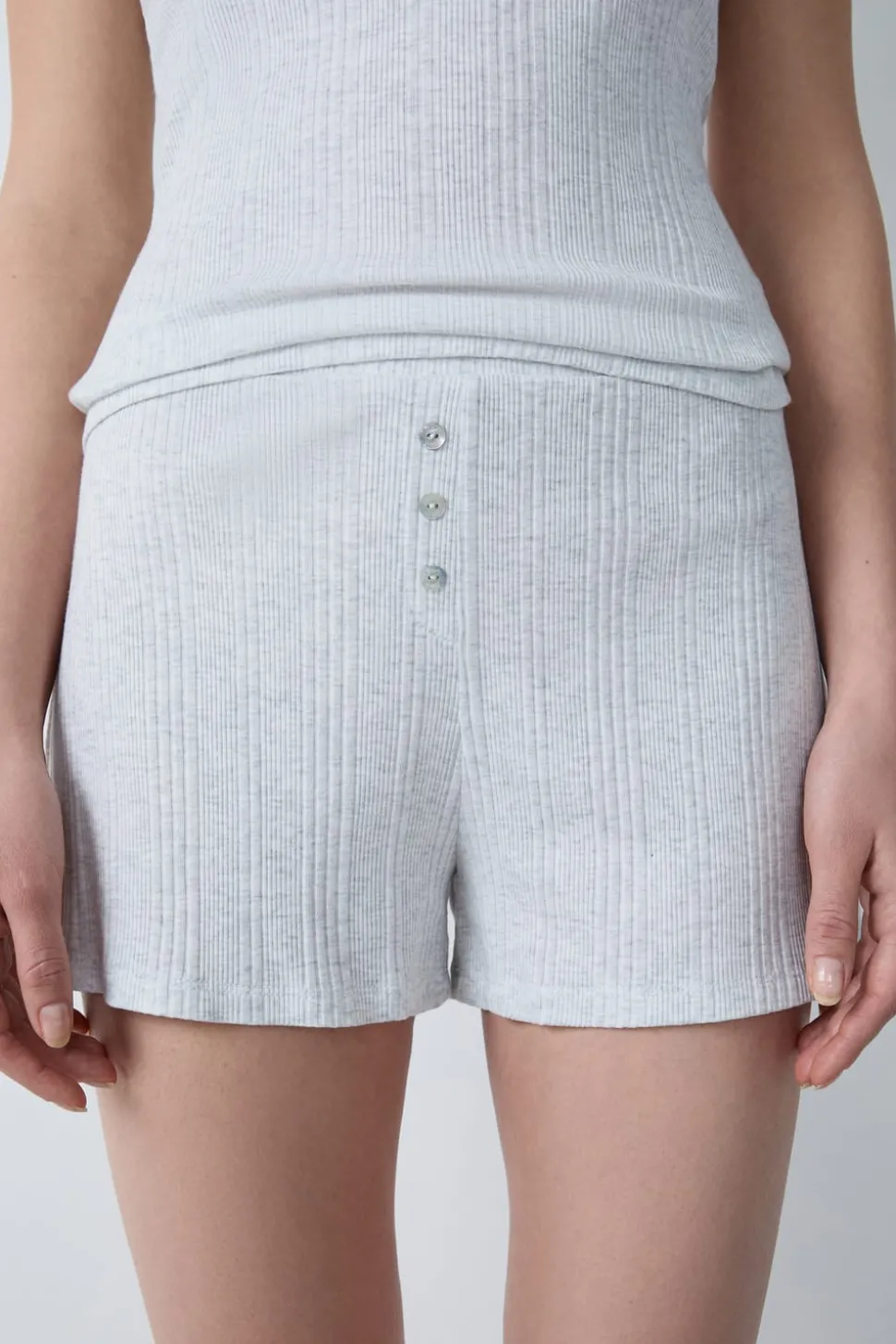 Pantalón corto de pijama de algodón acanalado