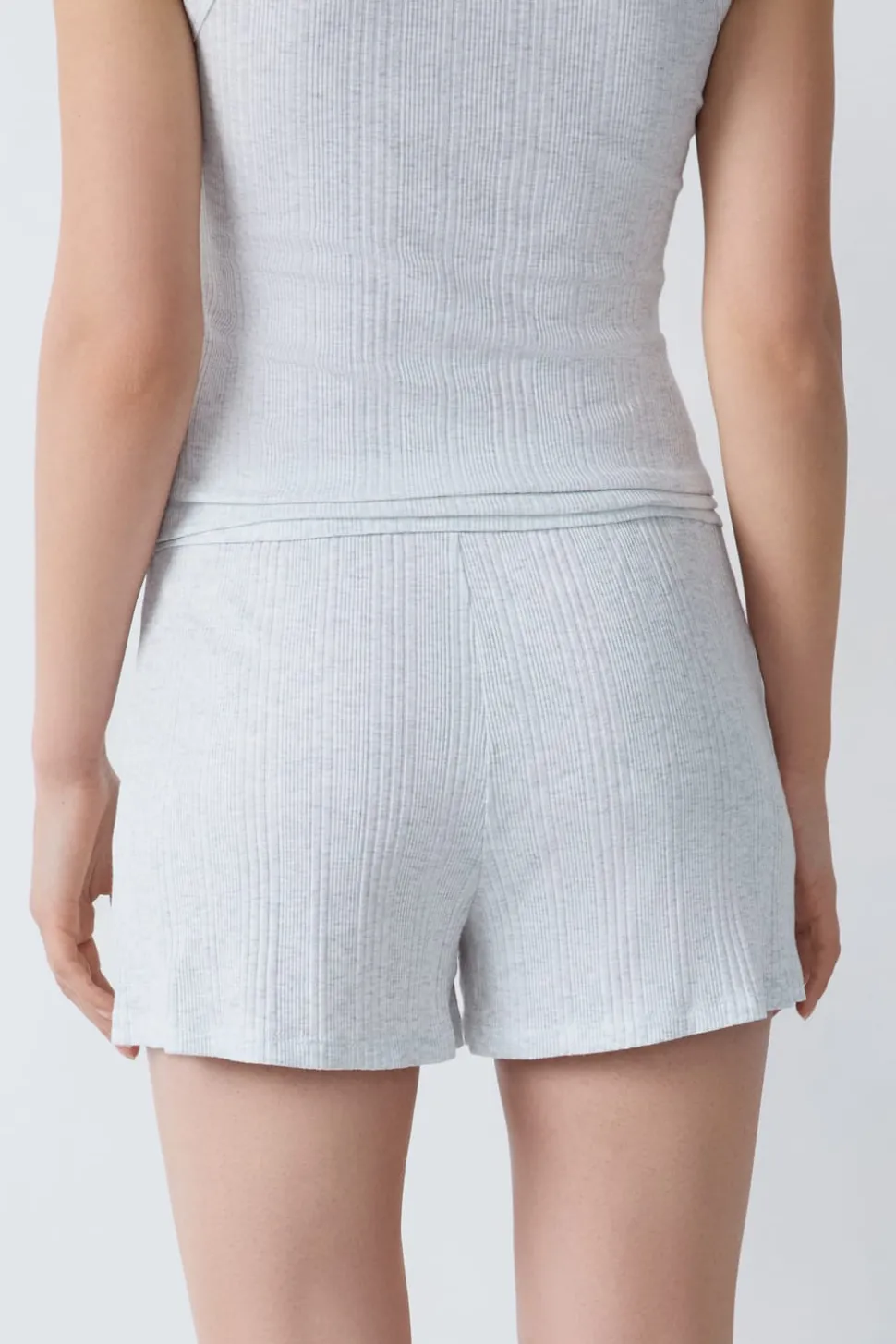 Pantalón corto de pijama de algodón acanalado