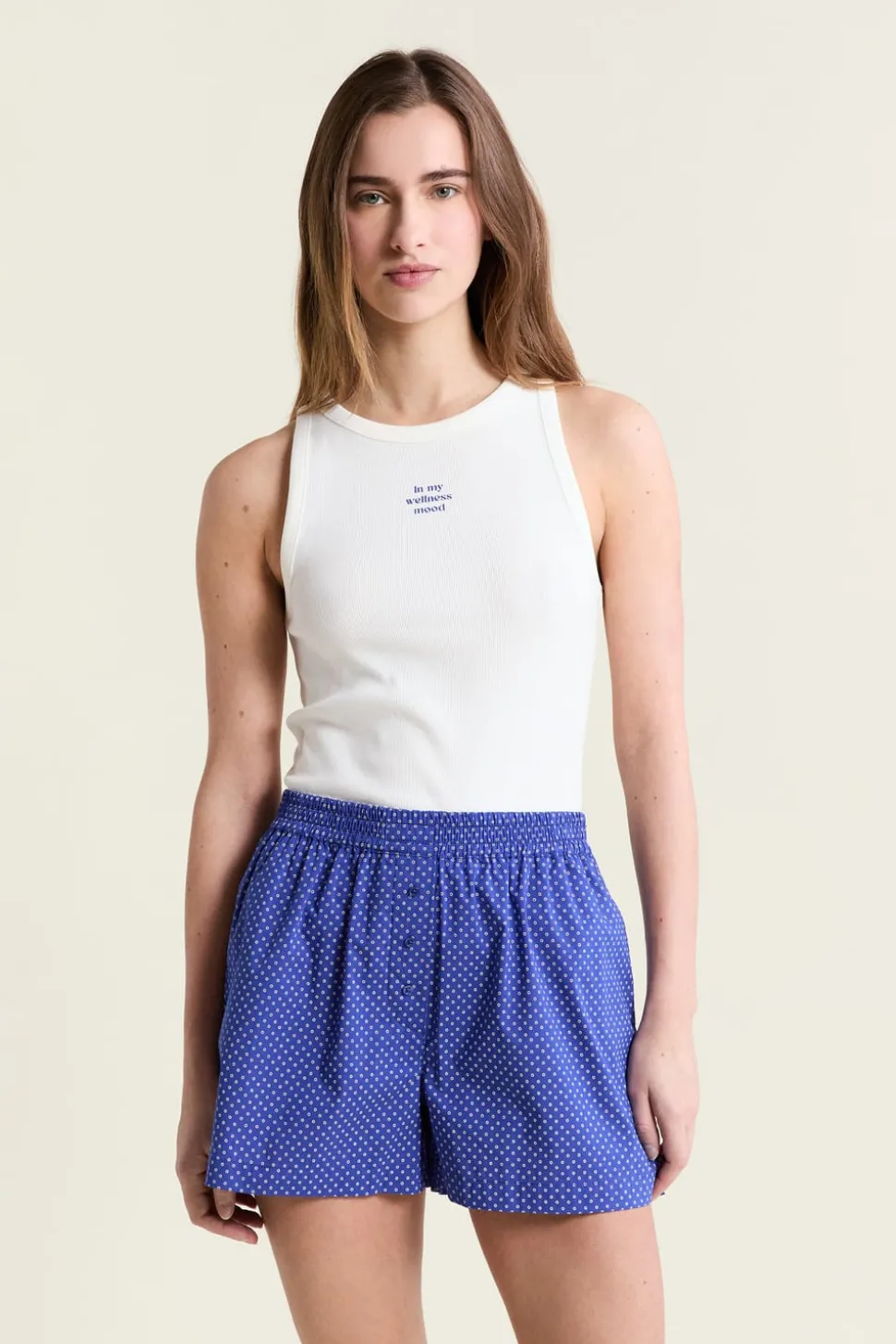 Pantalón corto de pijama estampado con algodón