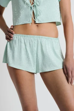 Pantalón corto de pijama satinado estampado