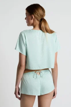 Pantalón corto de pijama satinado estampado