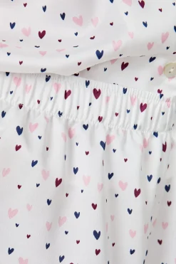 Pantalón cortos de pijama de satén con estampado de corazones