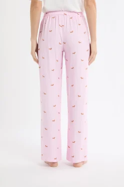 Pantalón de pijama a rayas con estampado de perros