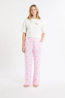 Pantalón de pijama a rayas con estampado de perros