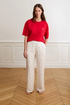 Pantalón de pijama con estampado de corazones