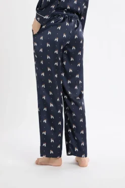 Pantalón de pijama de satén con estampado de perros