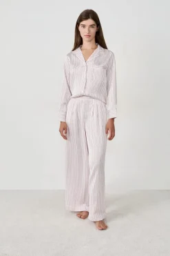 Pantalón de pijama de satén a rayas