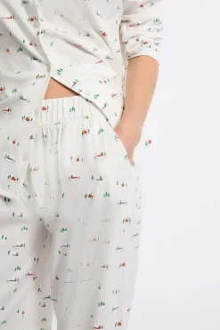 Pantalón de pijama estampado de algodón
