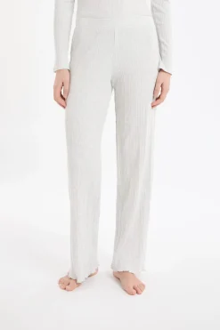 Pantalón de pijama recto de algodón acanalado