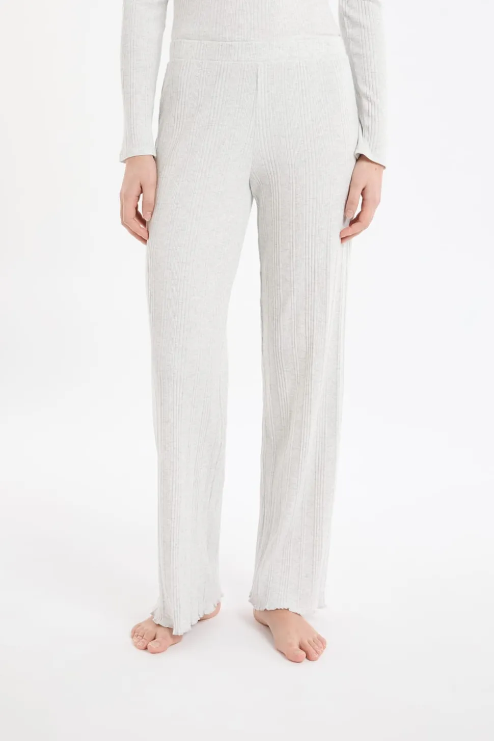 Pantalón de pijama recto de algodón acanalado