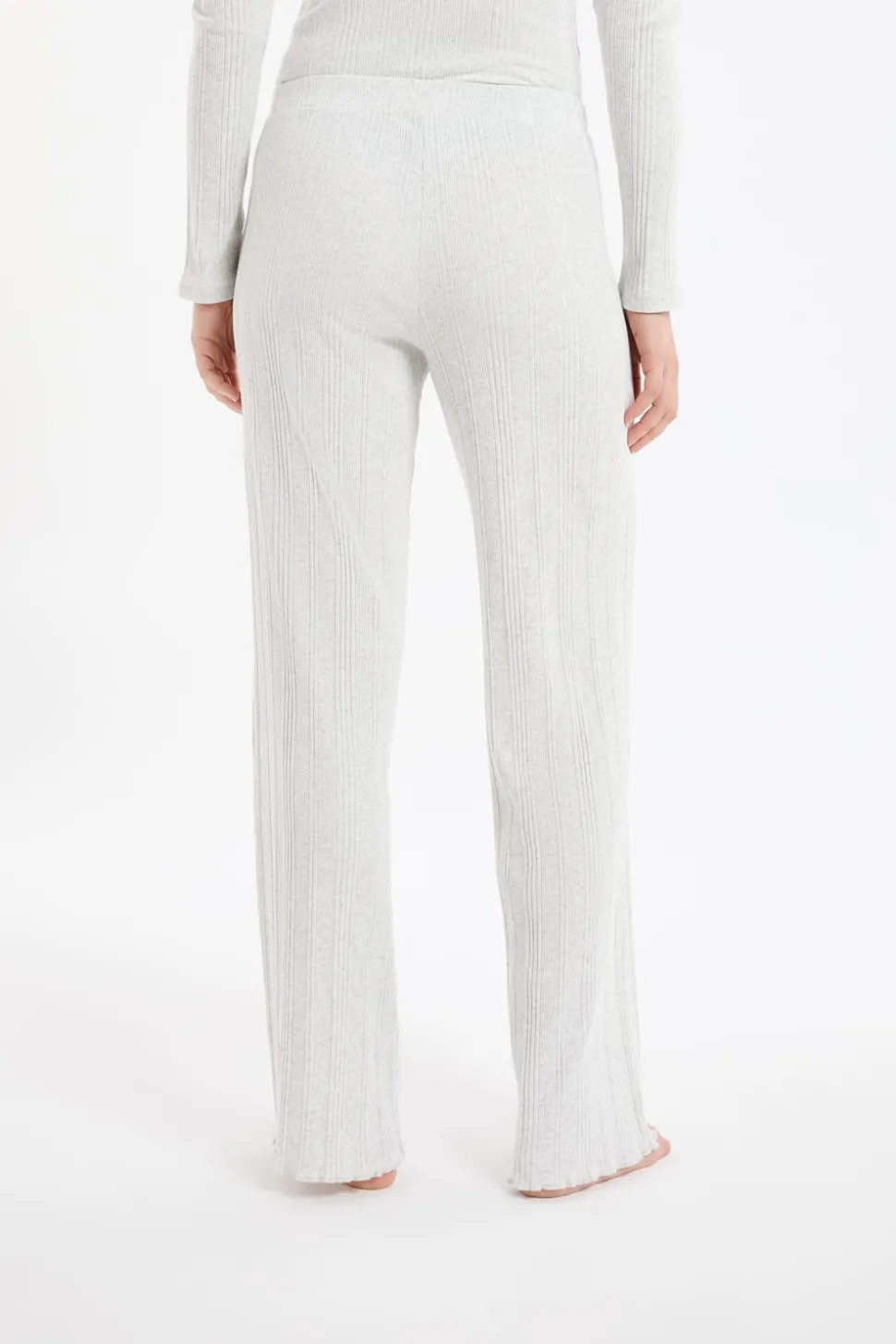 Pantalón de pijama recto de algodón acanalado