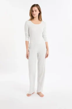 Pantalón de pijama recto de algodón acanalado