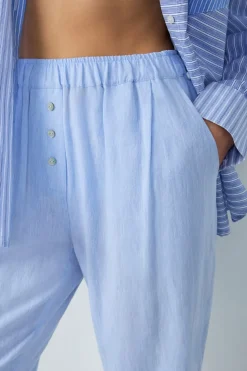 Pantalón de pijama recto de lino