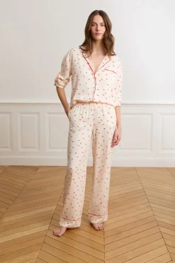 Pantalón de pijama satinados con estampado de besos