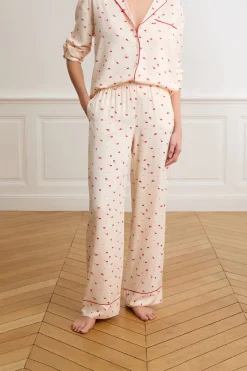 Pantalón de pijama satinados con estampado de besos
