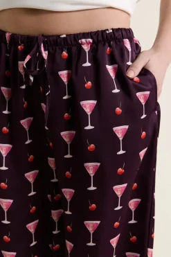 Pantalon de pyjama satiné à motifs mocktails