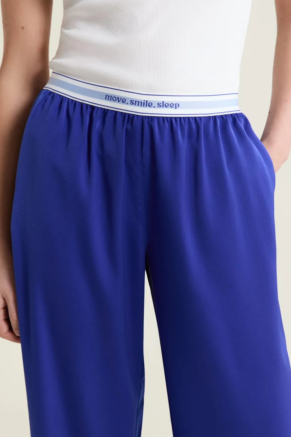 Pantalon de pyjama taille élastique "move, smile, sleep"