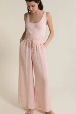 Pantalon satiné coupe large