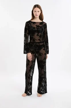 Pantalon transparent à motif floral