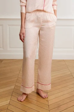 Pantalones de pijama de satén con lunares