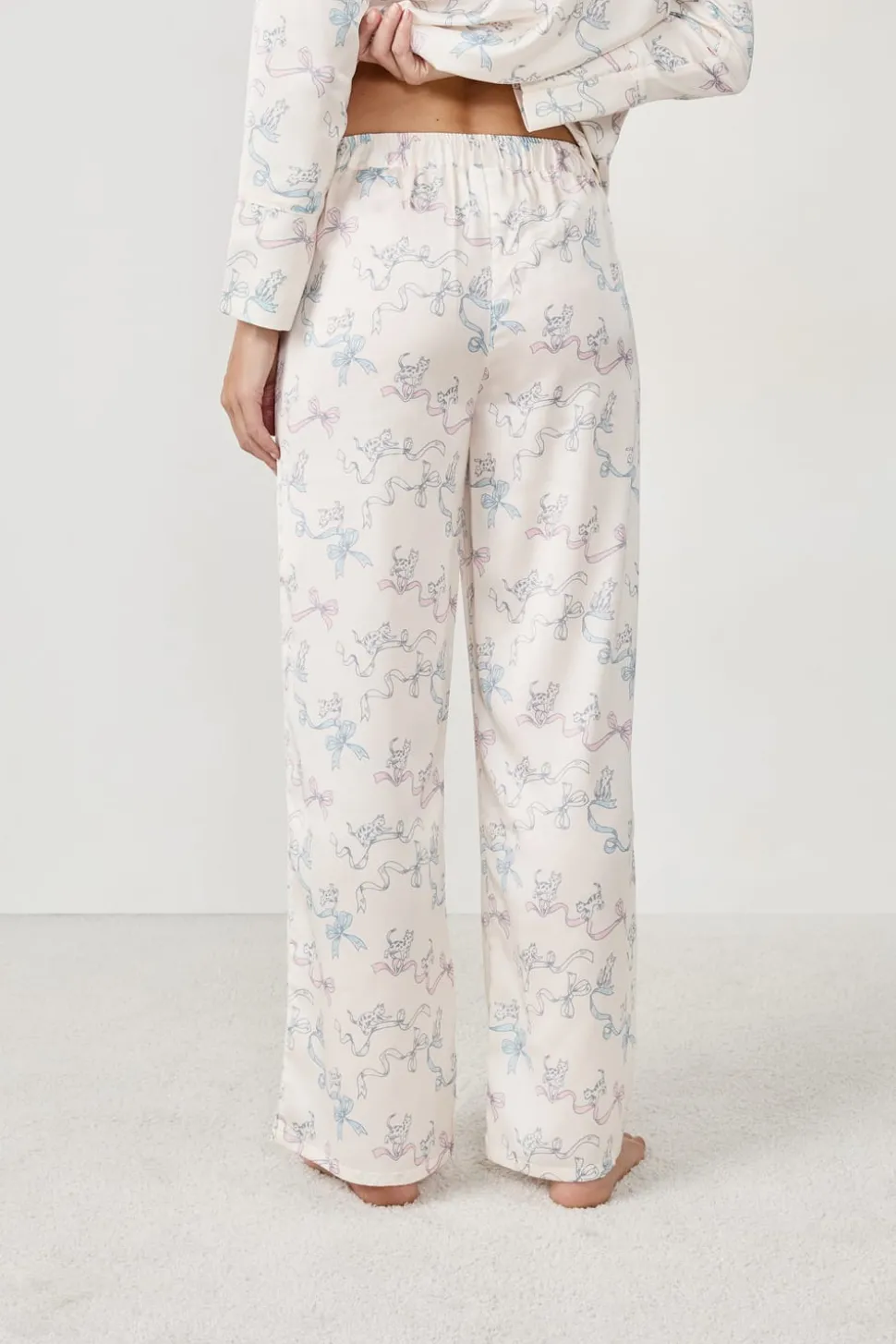 Pantalones de pijama estampados satinados