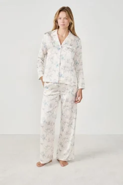 Pantalones de pijama estampados satinados