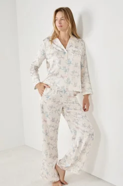 Pantalones de pijama estampados satinados