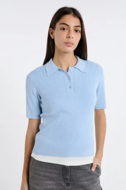 Polo de manga corta de punto fino