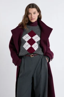 Pull col rond à motifs