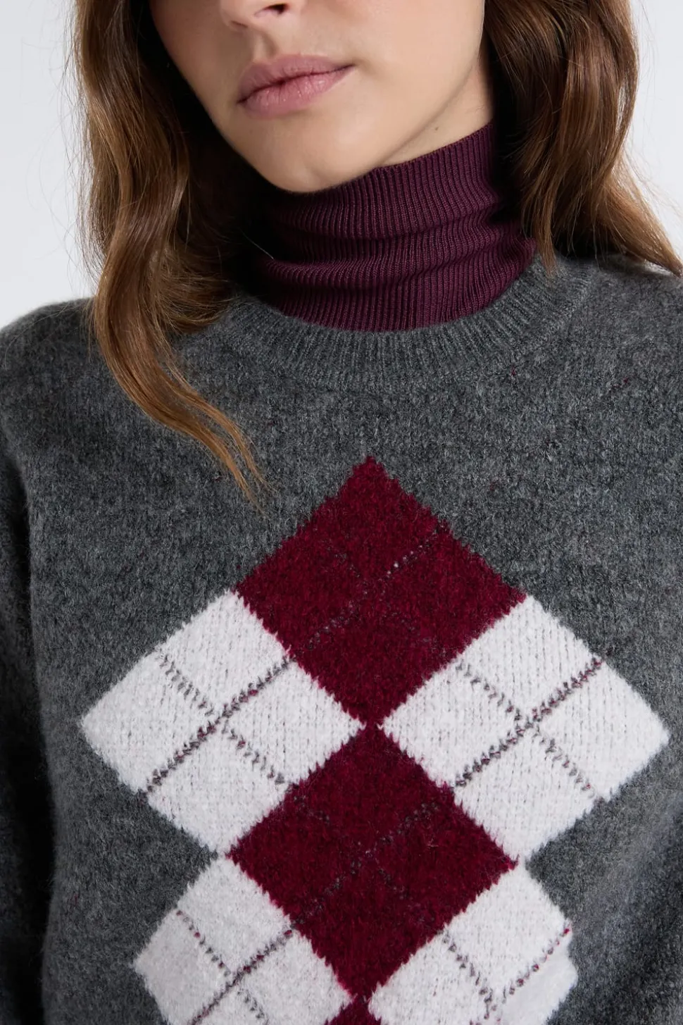 Pull col rond à motifs