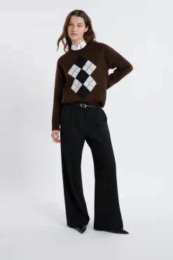 Pull col rond à motifs