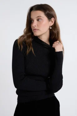 Pull en tricot irisé à col montant