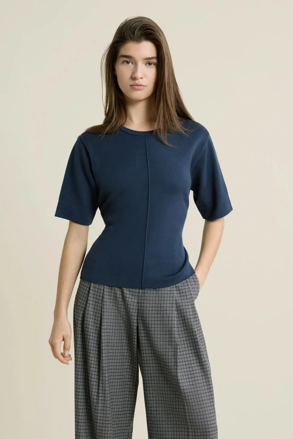 Pull manches courtes ceinturée